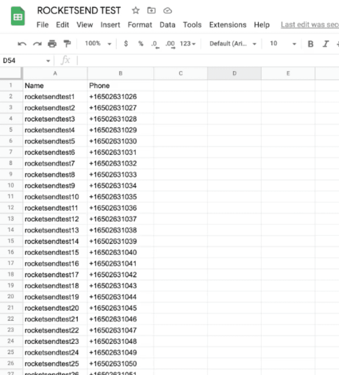 Completed contact list in Google Sheets