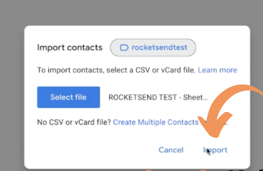 Clicking the Import button after selecting file