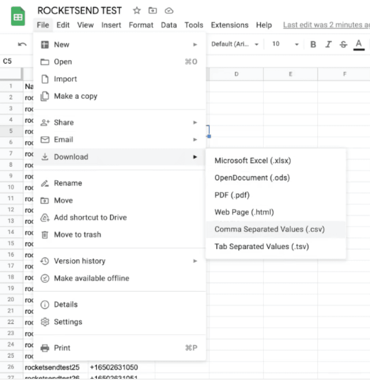Downloading the Google Sheet as CSV